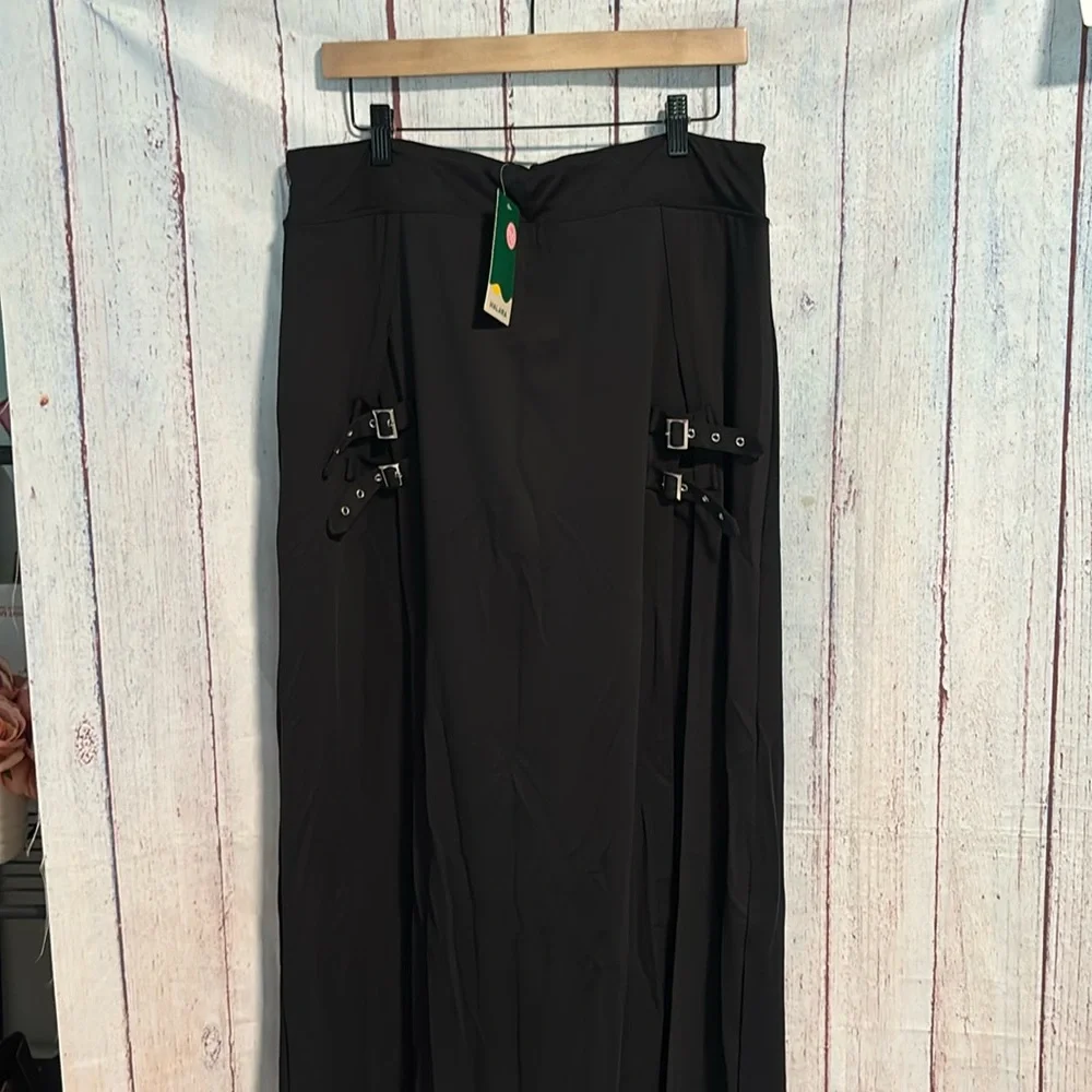 NWT HALARA High Waisted Decorative Buckle Split 2-in-1 Maxi Casual Skirt - Picture 6 of 13